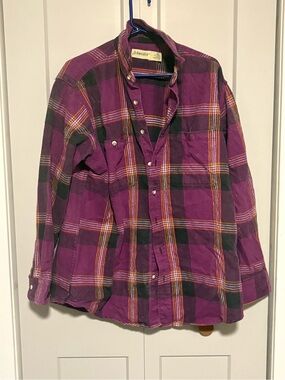 Saint John’s Bay Purple Plaid Button-Up Shirt